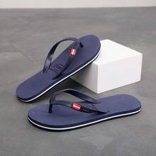 Men's Casual Flip Flops, High-End Non-Slip Anti-Odor Thong Slippers, Fashionable Rubber Outdoor Thick Sole Beach Sandals - Blue - View 4