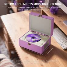 Yintiny Rechargeable Leather CD Player With Speakers, Bluetooth Transmitter, Festival Gift, BGM Player For Home Decor. - Purple - View 4