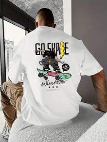 Camiseta estampada en blanco y negro puro 100% algodón - confección impecable. Manga corta con delicados estampados de ropa , perfecta para eventos culturales, reuniones de amigos, clubes de lectura y regalos con estilo, estampado con monograma, camiseta para hombre. - Blanco (parte posterior) - Ver 2