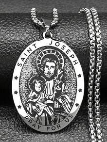 Saint Joseph Pray Us Pendant Necklace For Women Men Stainless Steel Silver Color Holy Family Catholic Chain Jewelry - Necklace - View 7