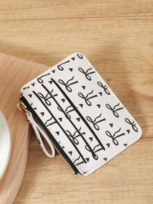 Billetera pequeña plegable para mujer con estampado de lazo rosa en forma de corazón, bolsillo para monedas, minimalista, ligera, de múltiples capas, portátil, para tarjetas de identificación, dinero, tarjetas de crédito, de moda, moderna, negocios, ideal como regalo de aniversario, cumpleaños, para chicas, damas, femenino, útiles escolares para la escuela, dormitorio y vuelta al cole - Negro - Ver 6