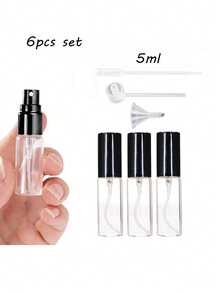 6/8件套夏季旅行便携式电镀黑色喷雾香水分装瓶，5ml/10ml容量香水小样瓶，细雾化妆瓶，保湿喷雾瓶，香水分配工具，DIY香水容器，送给家人和朋友的生日礼物，节日礼物