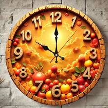 Reloj de pared con diseño de frutas de 10 pulgadas, decoración de cocina caprichosa con movimiento silencioso, perfecto para el ambiente del comedor o cafetería, regalo único para amantes de la comida - Negro - Ver 13