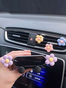 Giá đỡ điện thoại mini dán ngẫu nhiên, giá đỡ điện thoại hình hoa màu hồng cho xe hơi, thích hợp để đặt điện thoại định vị trong xe và sử dụng, phụ kiện xe hơi, phụ kiện nội thất xe hơi, phụ kiện xe hơi dành cho nữ. - Màu tím - Xem 2