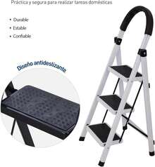 Escalera Plegable de 3 Pasos, Aluminio, Escalera para Interior y Exterior, Multifuncional y Portátil - 1 - Ver 9
