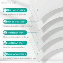 MKKRYUU 50 KN95 Masks, 5-Layer KN95 Masks, A Variety Of Colors, Disposable Protective Masks, Unex (Pink, Blue, Gray, Black, White) - 10 Of Each Color, Suitable For Decorating Construction Sites, Etc. - Multicolor - View 3