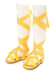 Fashionable Summer 0-1 Year Old Baby Girl Non-Slip Bottom Toddler Shoes With Strap - Yellow - View 5