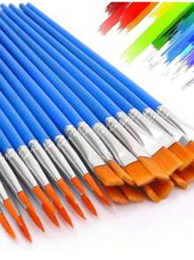 6 pièces Pinceaux pointe/plat en nylon de 16,5 cm, stylos aquarelle, pinceaux acrylique, stylos graffiti, convient pour artistes mobiles, étudiants en arts, étudiants, fournitures scolaires de bureau, cadeaux d'anniversaire
