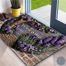 1PC All-Season Lavender Welcome Mat, Non-Slip Bottom Door Rug, Bathroom Mat, Suitable For Entrance Door, Bedroom, Kitchen, Bathroom Door - Multicolor - View 10