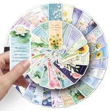 50Pcs Flower Language Bookmark Stickers Vinyl Aesthetics Stickers Decals Scrapbook, Journaling, Laptop, Bumper, Skateboard, Water Bottles, Computer, Phone, Cartoon, Hard Hat, Car Stickers