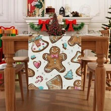 1pc Snowflakes, Gingerbread Man, Christmas Tree And Other Christmas Element Patterns Table Flag, Made Of 72 Inch Knitted Polyester Fiber, Used For Holiday Gathering Tables, Home Kitchen Decoration Gatherings, And Gifts