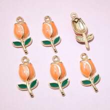 20pcs 21x10mm Enamel Rose Flower Charms Pendant Alloy Metal Cute Flowers DIY Jewelry Making Accessories For Necklace Earrings