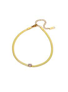 1PC Zirconia Birthstone Heart Anklets For Women Gold Color Stainless Steel Heart Anklet Wedding Birthday Luxury Jewelry Gift