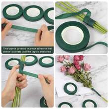 1/3/5 rouleaux de papier de ruban adhésif vert pour bouquet de fleurs - matériau en nylon durable, parfait pour les fleurs DIY, les décorations de mariage et de fête, les arrangements floraux, les essentiels de la décoration d'événement Rouleaux empilés avec soin Ruban facile à utiliser