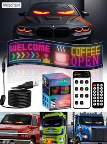 Wisciton Pannello di display flessibile a LED RGB Matrix per camion, con animazione programmabile, controllo tramite app Bluetooth, ideale per creazione di insegne luminose scorrevoli