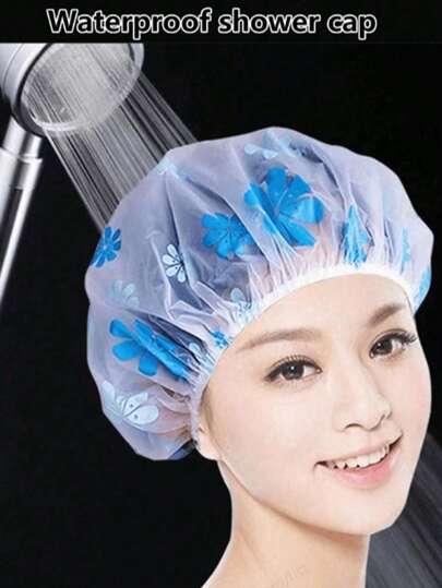 100 piezas/90 piezas/50 piezas/30 piezas/20 piezas/10 piezas/5 piezas/3 piezas/2 piezas/1 pieza Gorro de ducha impermeable de color aleatorio, gorro de baño, gorro de bañera estampado, cubierta para la cabeza a prueba de polvo e impermeable, sombrero grueso, cubierta reutilizable a prueba de polvo, gorro de baño portátil para el hogar y los viajes, suministros de terapia de agua para salón de belleza de mujeres, gorro de baño reutilizable, accesorio de baño