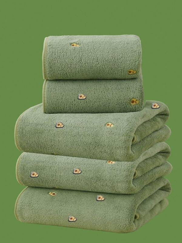 1 pieza Toalla de baño o toalla de mano de terciopelo coral con bordado de aguacate, suave y amigable con la piel, opción de lujo en el tamaño preferido para la decoración del baño del hogar, de vuelta a la escuela para el salón de belleza