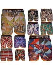 Kit With 10 ONE FOR ALL Men's Boxer Briefs – Soft Microfiber, 100% Cotton Lining, Solid Colors, Comfort And Style For Everyday Life - Multicolor - View 2