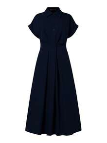 ZANZEA Women Short Sleeve Buttons Elastic Waist Summer Casual Loose Shirt Dresses Office Formal Work Long Dress - 深藍色 - 查看 3