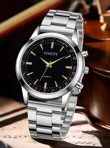 1pc Men's Silver Strap Casual Business Classic Three Eye Dial Quartz Watch For Daily Wear Or Gift Giving