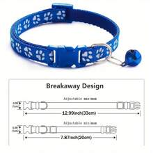 1Pc Adjustable Pet Collar With Bell For Small Dogs And Cats - Stylish Footprint Design For Added Security And Visibility