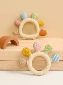 Baby Stegosaurus Silicone Teething Toy Babies Cute Dinosaur Wooden Ring Toys Easy To Grip Cartoon Dino Design Toddler Infant Accessory Youngest Teether Gifts