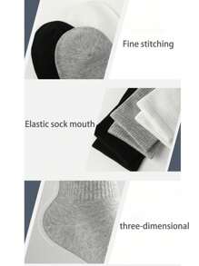 5 Pairs Of Black And White Women'S Summer Short Socks, Summer Cool Socks, Solid Color Breathable Casual Socks, Solid Color Mid-Tube Socks, Breathable Sweat-Wicking Short Socks, Two Styles, Regular And Upgraded, Suitable For Daily Wear Or Outdoor Sports, Suitable For All Kinds Of Shoes, Such As Flats, High Heels Or Sneakers