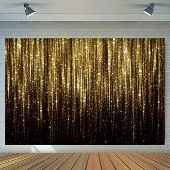 1pc Gold Glitter Polyester Backdrop - Shiny Photography Background Suitable For Birthday, Graduation, Prom, Holiday Party - Durable, No Electricity Required - Decor And Studio Prop