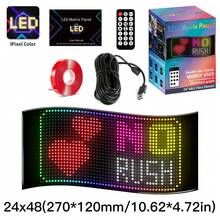 Panel de matriz LED, señal LED interior y rodante, animación de patrones de texto DIY, pantalla LED de luz blanda programable, control de aplicaciones, animación de texto por aplicación Bluetooth, se puede montar en la pared o usar en el escritorio, es decoración del hogar, creación de arte, sala de juegos, pantalla de publicidad de ventana flexible - Negro - Ver 15