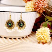 1 paire de boucles d'oreilles clochettes à imprimé floral à la mode, idéales pour un usage quotidien, des cadeaux ou des fêtes