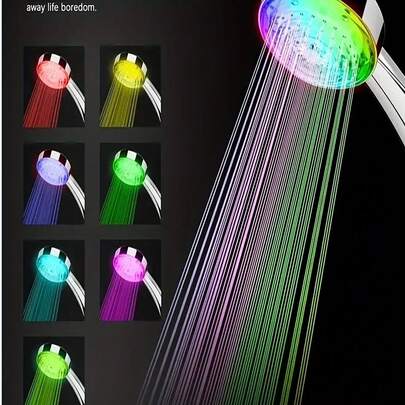 1pc LED Shower Head Light - Auto Color Changing, Hydro-Powered, Bathroom/Kitchen/Hotel Decor, Suitable As Holiday Gift