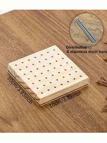 1pc New DIY Handmade Wool Knitting Mat Bamboo Wood Wool Knitting Board Square Crochet Stenter With Streak Woolen Knitting Board Square DIY Crochet Setting Machine With Shaping Needle Yarn Hole Crochet Board Handmade Crochet Blocking Board
