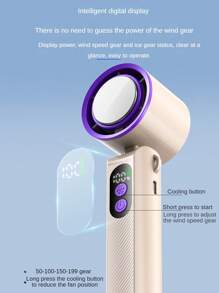 Ventilateur portable à refroidissement par semi-conducteur, avec 199 vitesses réglables, idéal pour le refroidissement extérieur/à la maison/au bureau/à l'école en été