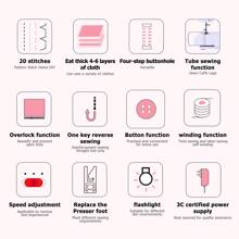 Mini macchina da cucire con 20 punti – Macchina da cucire elettrica multifunzionale per uso domestico con pedale incluso