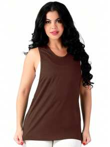 Work Fitness Kit 2 Women's Long Sleeve Tank Top Gym - Chocolate Brown - View 3