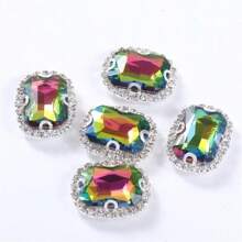 20 Peças Retangulares e Octagonais de Cristais de Vidro, 10x14mm Alta Transparência Arco-Íris Reflexivo Feito à Mão DIY Joias, Adequado para Vestido de Noiva, Sapatos, Bolsas, Decorações Brilhantes de Uso Múltiplo, Artesanato, Roupas, Carros, Feriados, Festas, Presentes