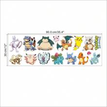 pokemon 1 pièce/set Stickers muraux de salle de bain Pikachu, stickers muraux de chambre, stickers muraux en matériau PVC détachable, convient pour les décorations murales du salon, stickers, décorations murales, stickers en vinyle pour la décoration de la maison, cadeaux de fête, cadeaux d'anniversaire, cadeaux de fête