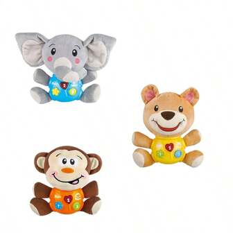 Muñeco de peluche con sonajero para bebé, muñeco interactivo con sonido y luz, juguete educativo para bebés de 0 a 1 año