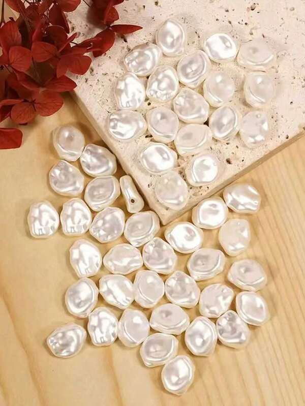 50pcs ABS Faux Pearl Irregularly Shaped Beads, For Bracelet, Necklace, Jewelry DIY Accessories And Bead Stringing