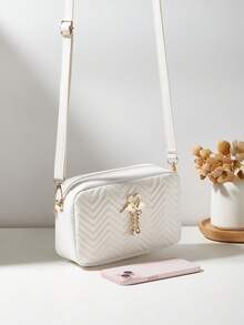 时尚简约休闲女士斜挎包、菱格通勤运动包、化妆手机相机单肩包、百搭小方包、个性礼物、天鹅流苏校园钱包、可爱零钱包、周末包、可折叠轻便跑步包、情人节定制钱包、校园风零钱包、口红袋、学生钥匙包 - 白色 - 查看 4