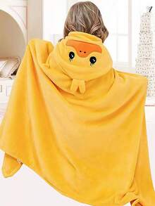 1 件儿童连帽浴巾、浴巾、儿童浴袍、可穿戴毛巾、珊瑚绒柔软吸水儿童防掉毛毛巾儿童连帽卡通长耳猴婴儿毛巾带帽 70 厘米 X 140 厘米斗篷、游泳毛巾、游泳浴巾浴室装饰、返校