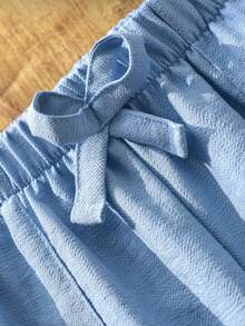 Teen Girl Flowy Loose Vacation Style Wide Leg Pants, Spring/Summer - Blue - View 4