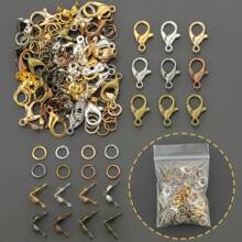 250 piezas Combinación de broches de langosta de aleación, anillos de salto y bucles cerrados - Incluye 50 piezas de broches de langosta, 100 piezas de anillos de salto, 100 piezas de bucles cerrados, adecuado para joyería DIY, elaboración de manualidades, collares, llaveros, pulseras, tobillos