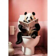 1pc/3PCS Wall Arts Posters Optional Frame Animals Chimpanzees, Elephants, Pandas, Animal Posters Printing Fun Art Wall Paintings Canvas Paintings Suitable For Bathroom, Toilet, Home Decoration Gifts