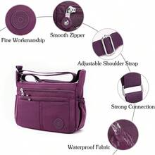 Women's Lightweight Shoulder Bag, Waterproof Sling Shoulder Bag, Nylon Fabric, Size 20cm High * 29cm Wide * 10cm Thick - Tote Bag, Large Bag, Shopper Bag, Beach Bag, Women's Bags, Handbag, Small Bag - Màu xanh lam - Xem 4