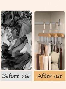 3/1PC Multi-Functional Wooden Coat Hooks, Coat Rack, Closet Organizer, 8 Hooks, 360 Degree Rotating Angle, Space Saving Bra Hook, Storage For Hanging Clothes Like Tops, Underwear, Bras, Breastplates, Hats, Ties, Strap,Vest,Etc.Traceless Clothes Drying Rack