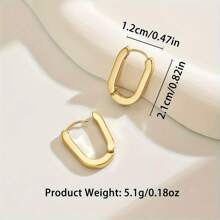 1 par de pendientes de aro con forma geométrica en U, textura de metal dorado liso, diseño minimalista, versátil para uso diario, con un sutil y elegante ambiente, apropiado para el trabajo, ocasiones casuales y de commute