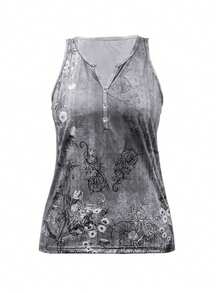 ChicMe Women's V-Neck Printed Loose Comfortable Casual Camisole - Grey - View 5