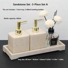 极简主义奢华石灰华光滑浴室托盘，适用于存放浴室梳妆用品、装饰品、毛巾等。家居浴室装饰浴室收纳秋季装饰返校季 - 杏色 - 查看 18