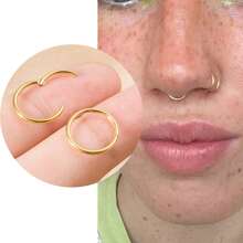 Ensemble de boucles d'oreilles à tige plate en acier inoxydable 316L pour piercings multiples pour oreilles sensibles, boucles d'oreilles créoles petites en acier titane doré 14 carats hypoallergéniques avec petits clous CZ pour femmes, pour piercings de l'hélix, du rook, du daith, de la conque, du nez, des lèvres et du corps, tailles 16G, 8 mm, 10 mm, 12 mm